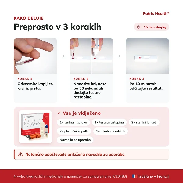 Patris Health Test za sifilis – uporaba v treh korakih