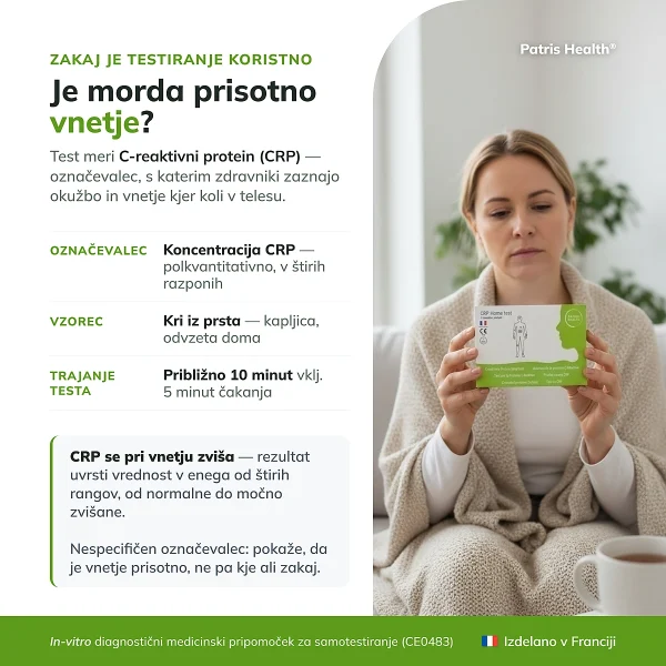 Predstavitev testa Patris Health Test za CRP z glavnimi informacijami