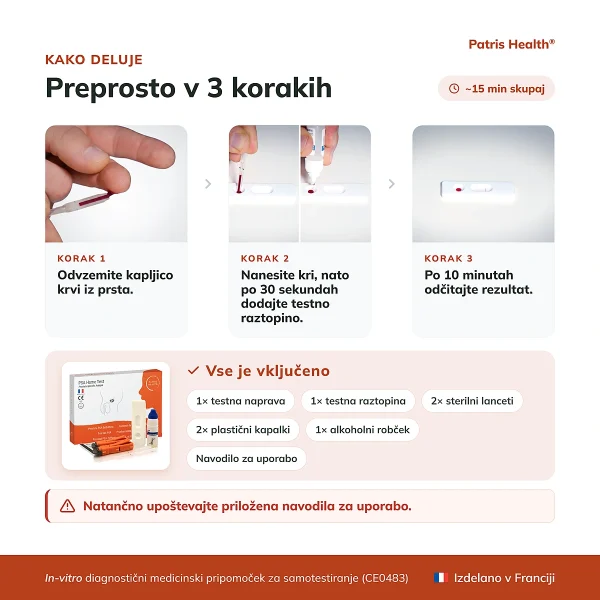 Patris Health PSA test – uporaba v treh korakih