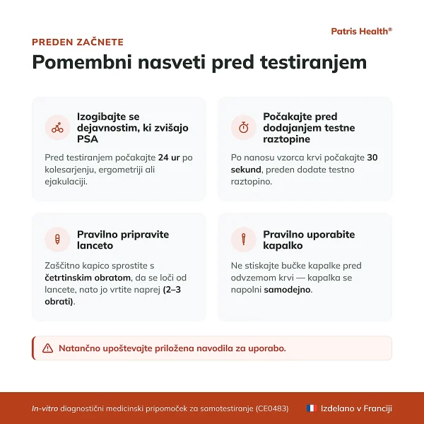Patris Health PSA test – pomembni nasveti pred testiranjem