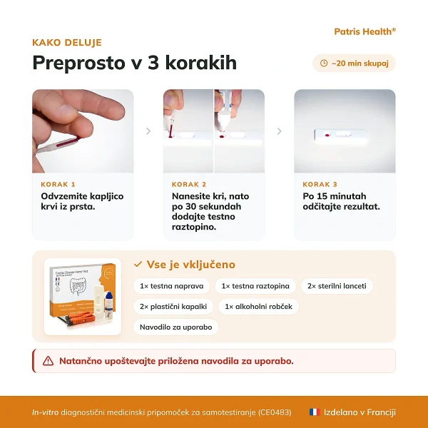 Patris Health Test za celiakijo – uporaba v treh korakih