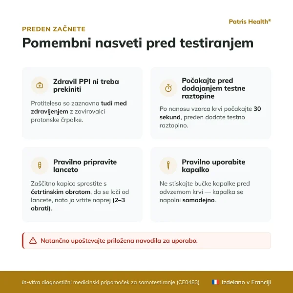 Nasveti pred uporabo Patris Health Testa Helicobacter pylori