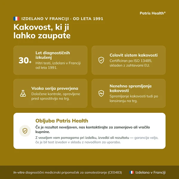 Kakovostne znacilnosti testa za jetra Patris Health, izdelanega v Franciji