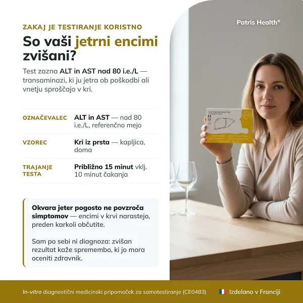 Predstavitev Patris Health Testa za jetra z glavnimi informacijami