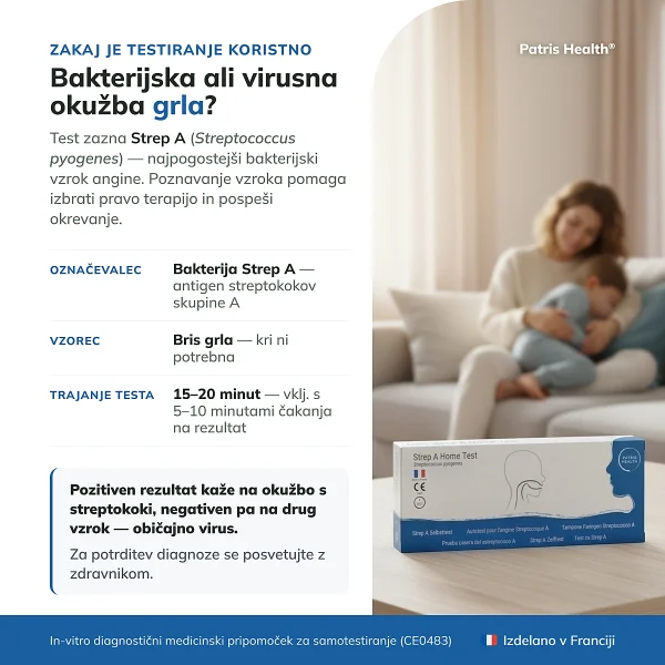Samotest za streptokok A kot prva kontrola ob sumu na streptokok A