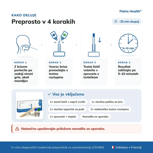 Kako uporabiti samotest za streptokok A korak za korakom