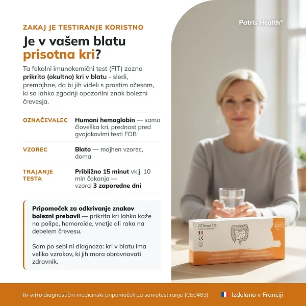 Predstavitev testa Patris Health FIT Test z glavnimi informacijami