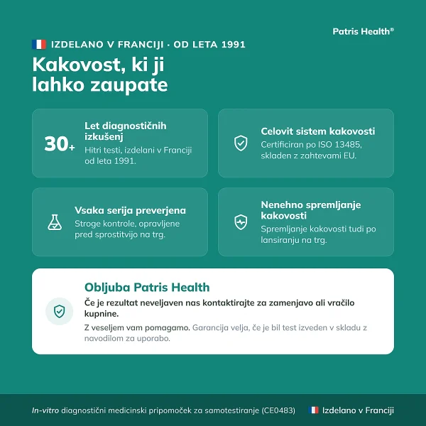 Kakovostne prednosti testa Patris Health Test alergije, izdelanega v Franciji