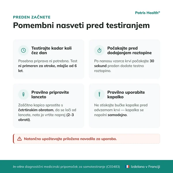 Pomembni nasveti pred uporabo Patris Health Testa alergije