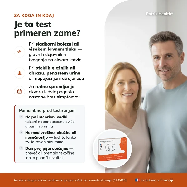 Infografika komu je namenjen Patris Health Test delovanja ledvic
