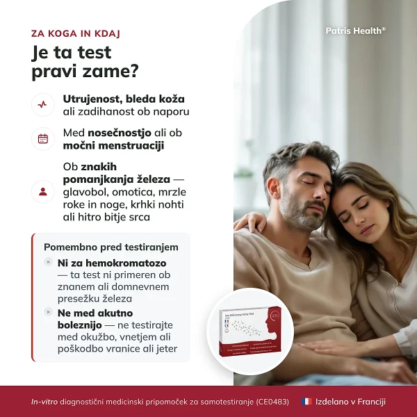 Infografika komu je namenjen Patris Health Test pomanjkanja železa