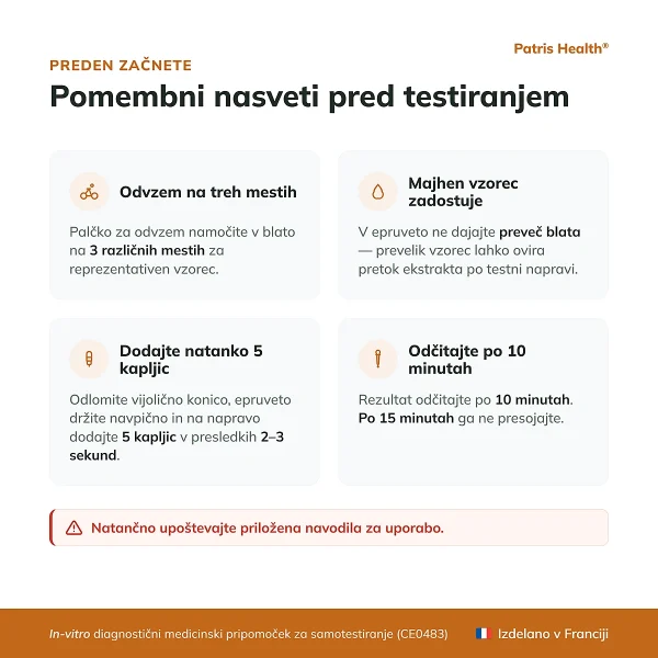 Pomembni nasveti pred uporabo testa Patris Health Test Kalprotektina