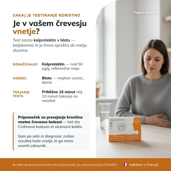 Predstavitev testa Patris Health Test Kalprotektina z glavnimi informacijami