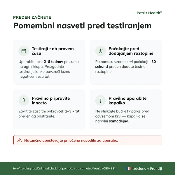 Pomembni nasveti za pravilno uporabo samotesta za lymsko boreliozo