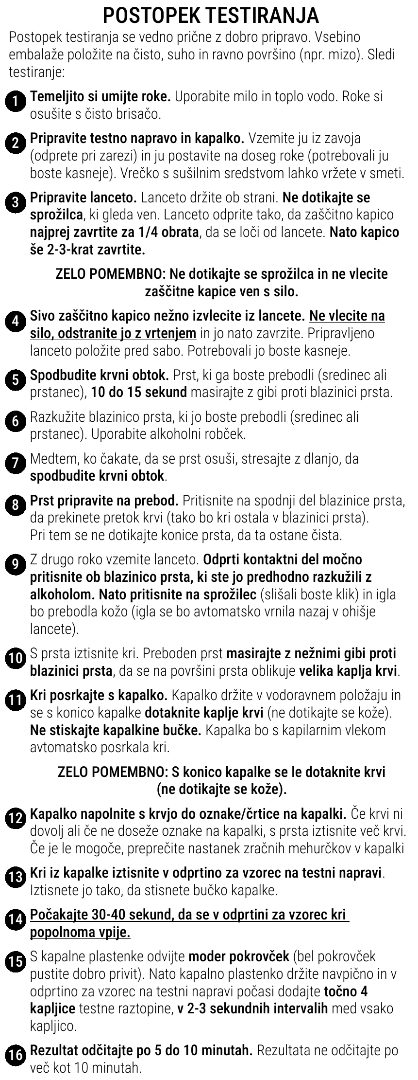 Navodilo za uporabo krvnega testa nosečnosti Patris Health – postopek testiranja