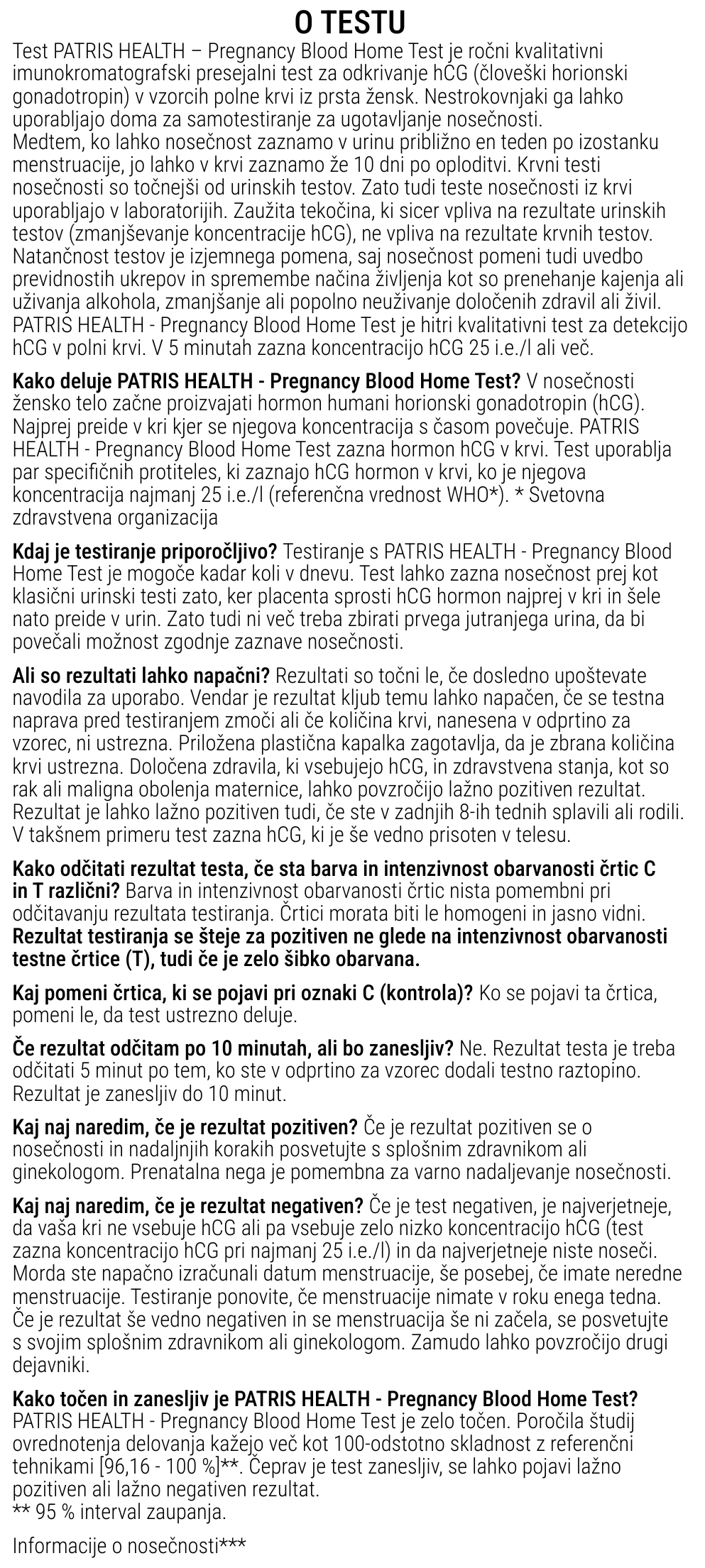 Navodilo za uporabo krvnega testa nosečnosti Patris Health – o testu, vprašanja in odgovori